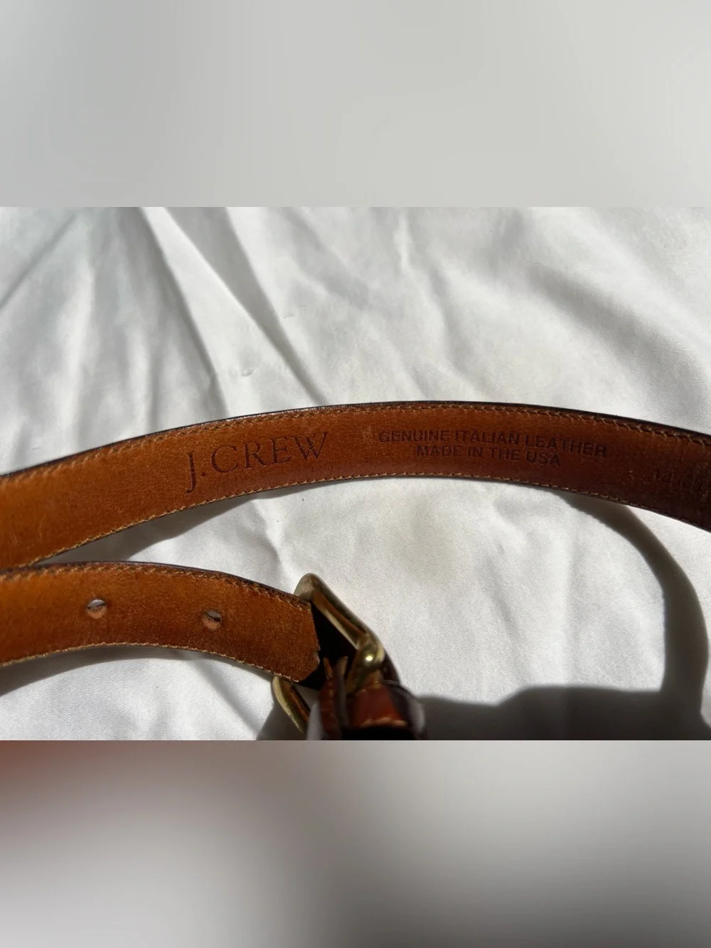 Vintage 90s J CREW brown glove tanned belt Italian leather made in USA brass